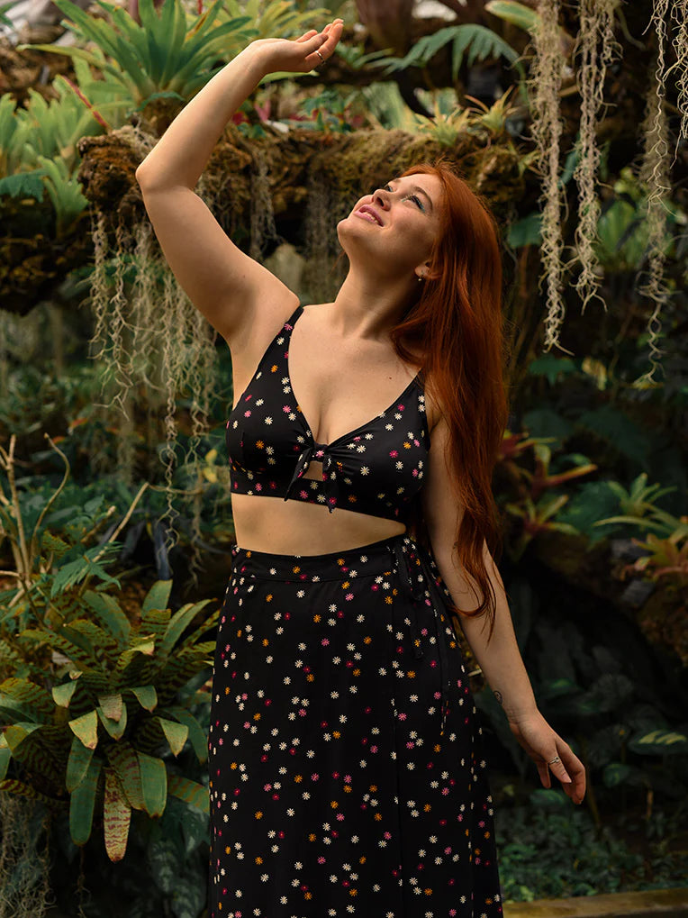 Haut de maillot de bain bikini noué marguerites