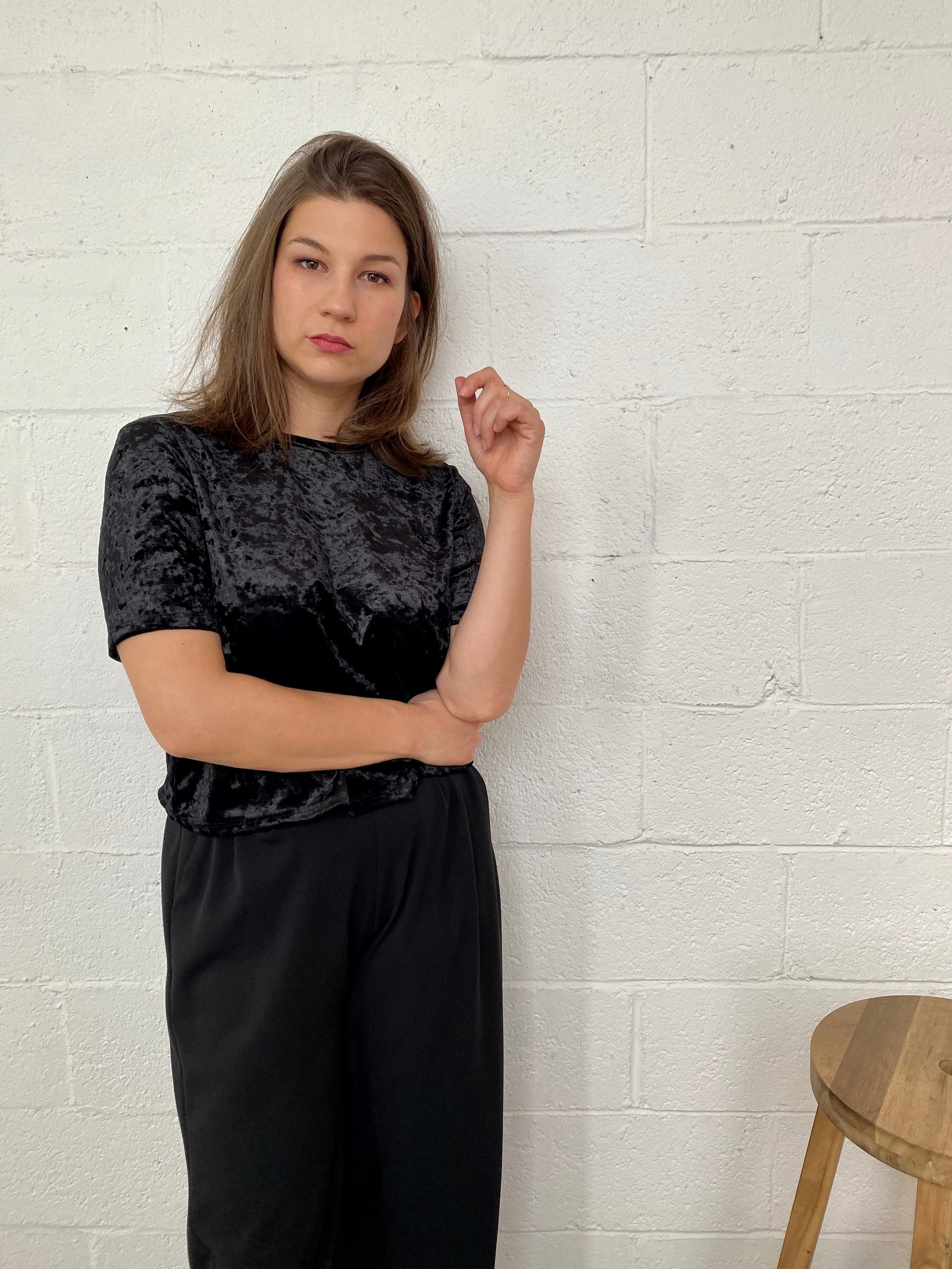 Tatianna - t-shirt black crushed velvet
