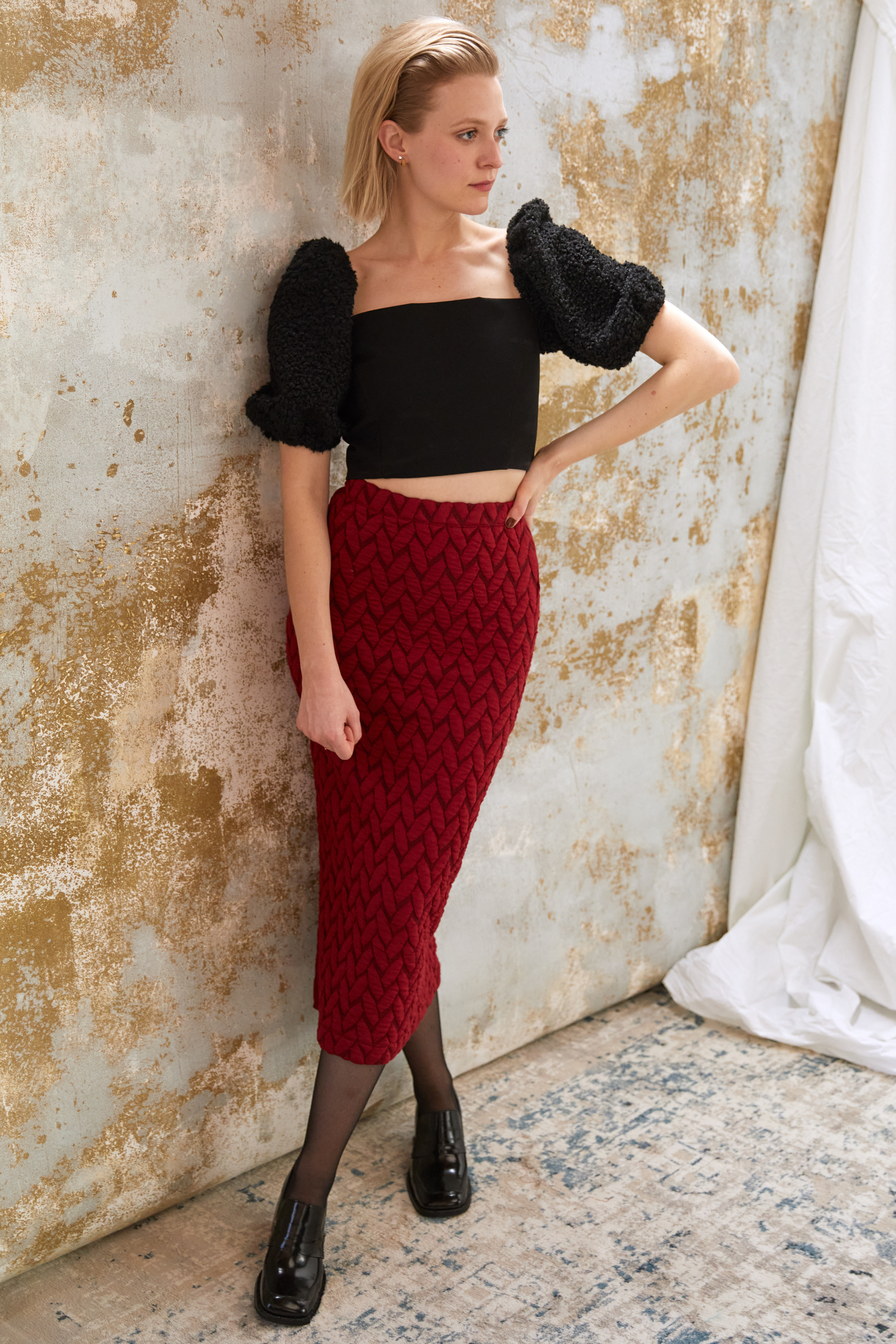 Jupe longue rouge avec une fente - Garance