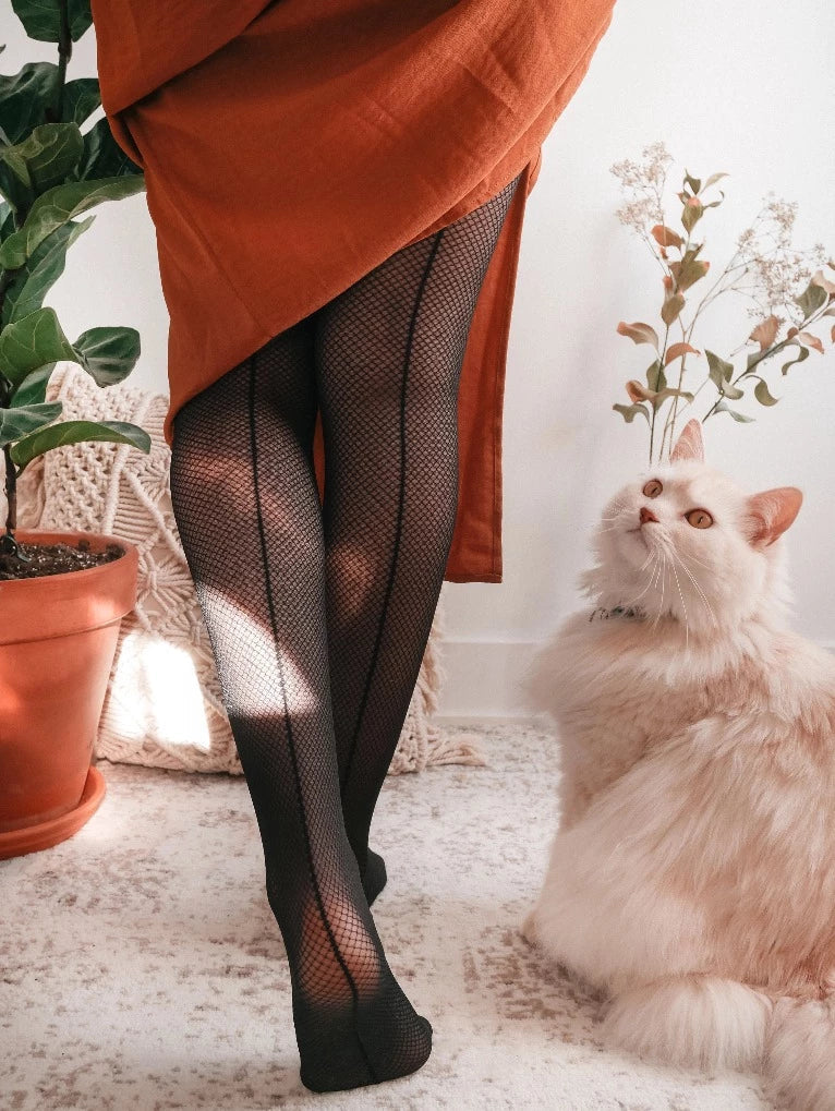 Collants en Résille avec Couture Arrière