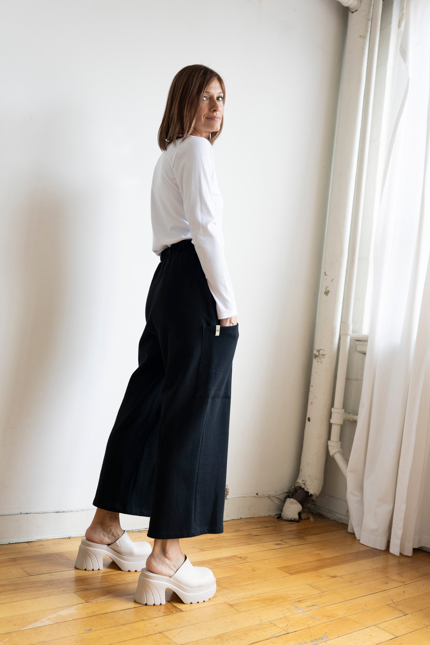 Pantalon cargo molleton blanc crème