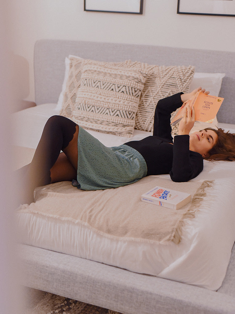 Jupe évasée à pois bleus Eva