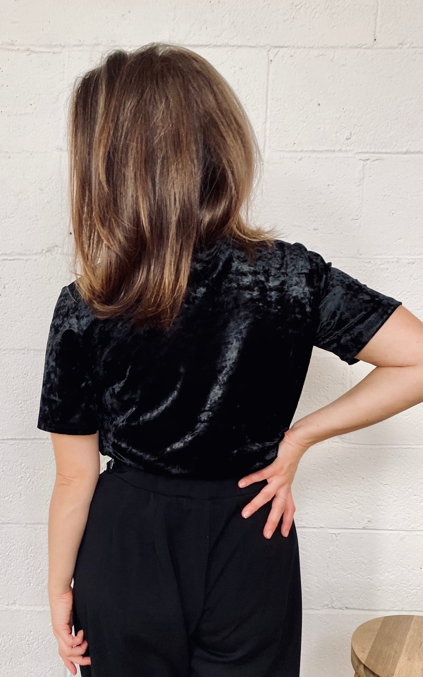 Tatianna - t-shirt black crushed velvet