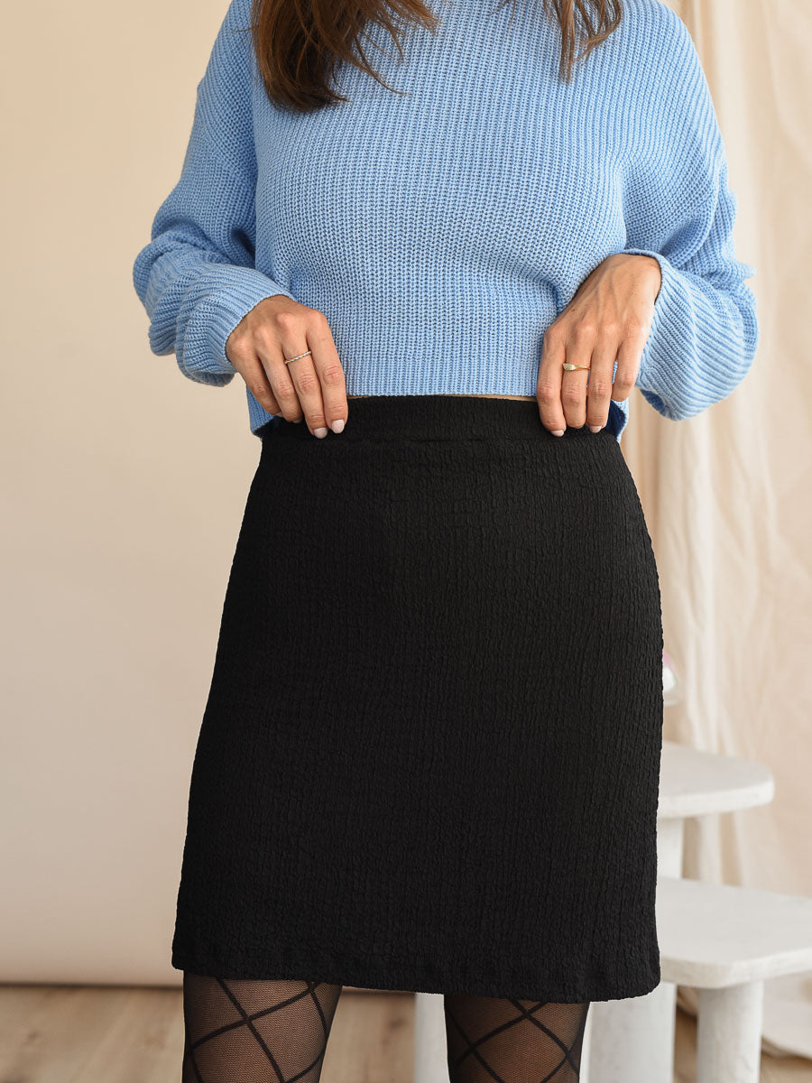 Jupe mini texturée noire Lizzy