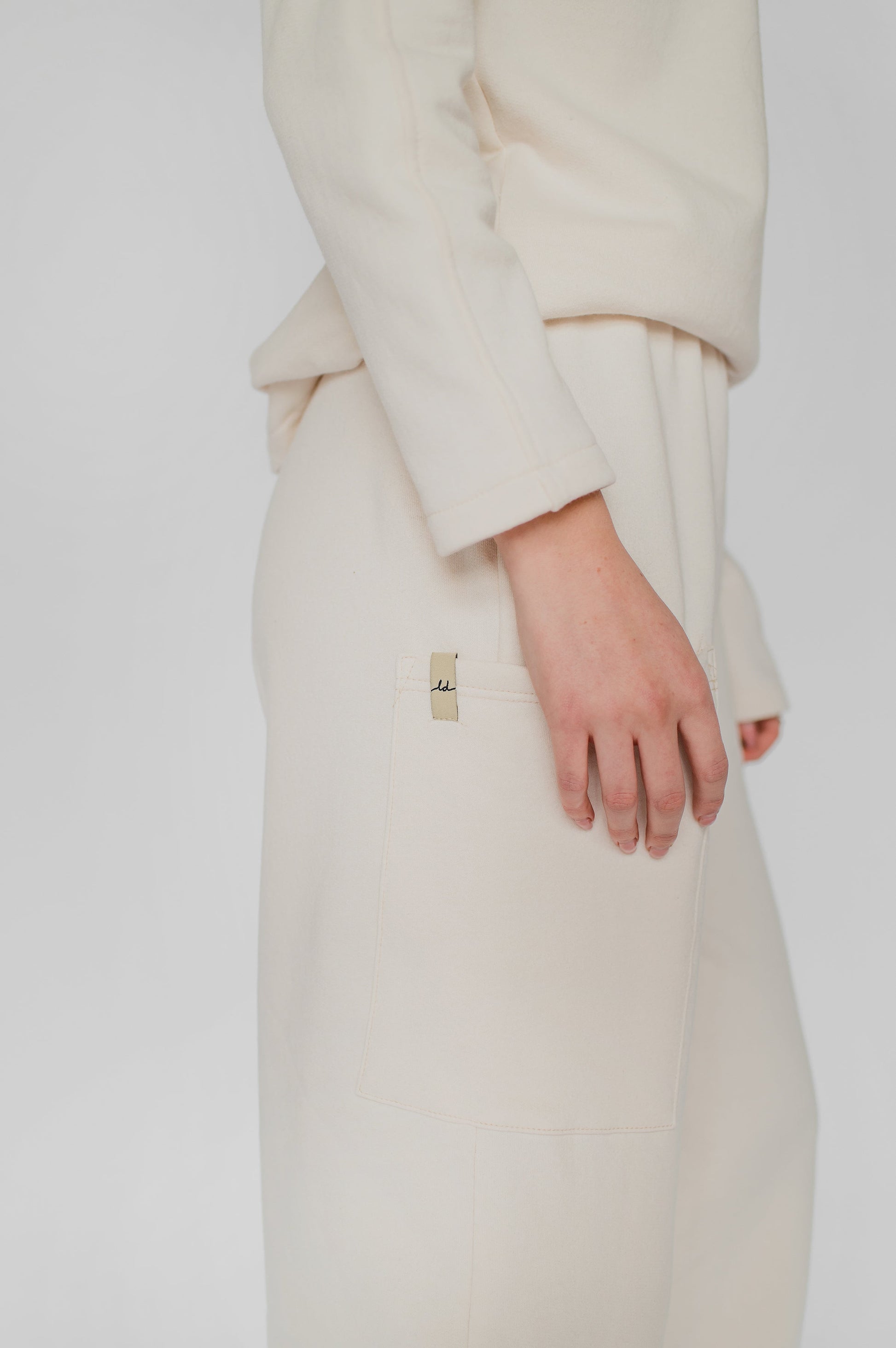 Pantalon cargo molleton blanc crème