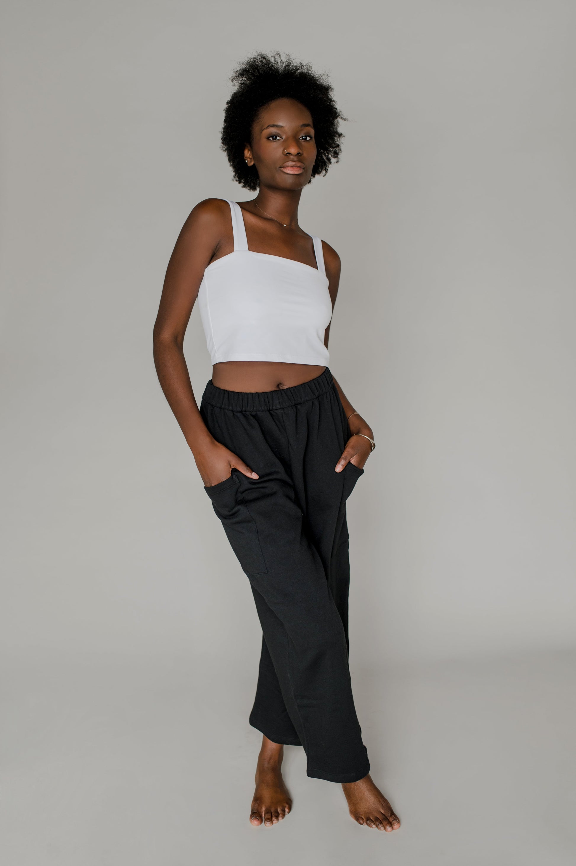 Pantalon cargo molleton blanc crème