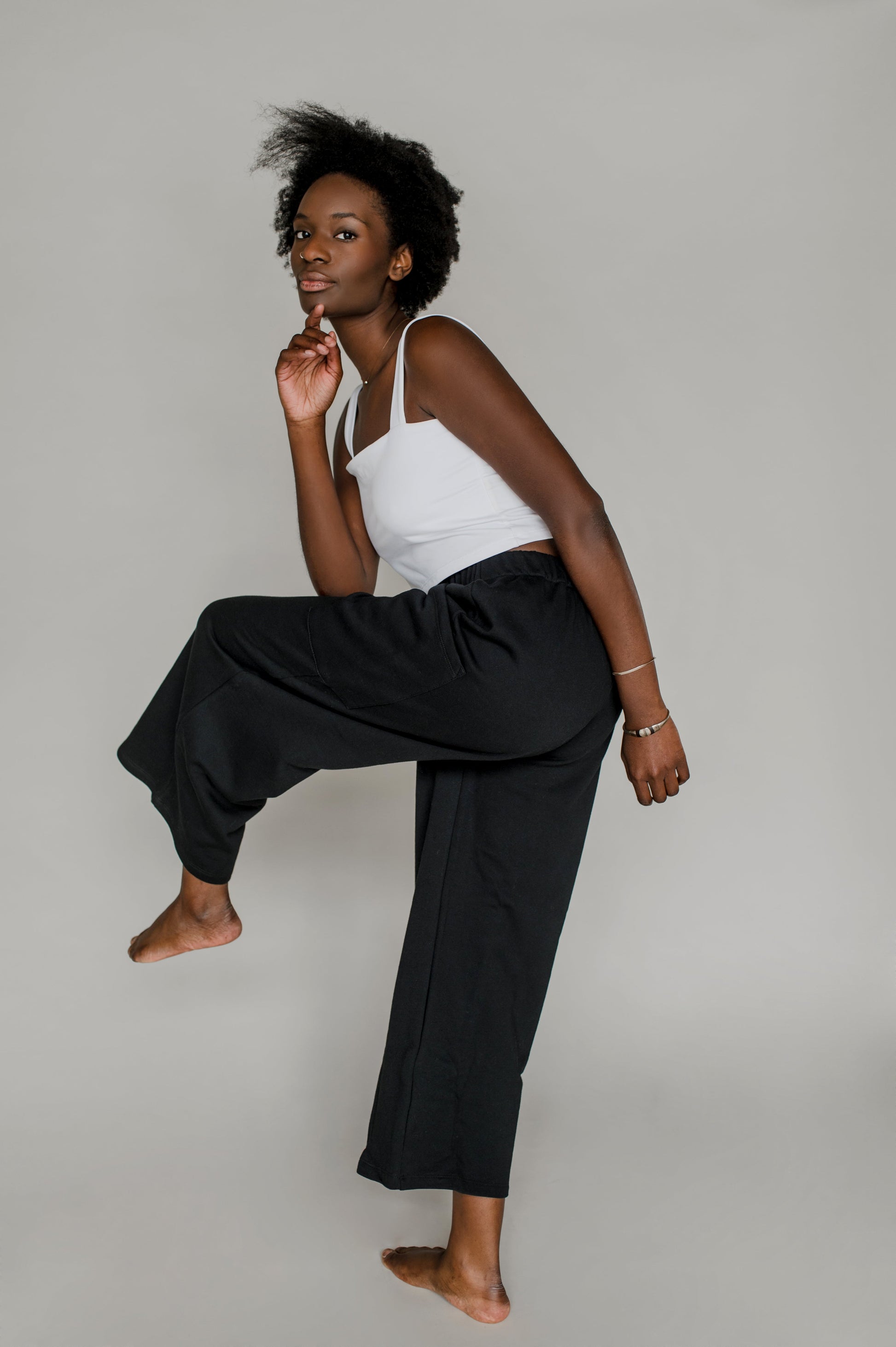 Pantalon cargo molleton blanc crème