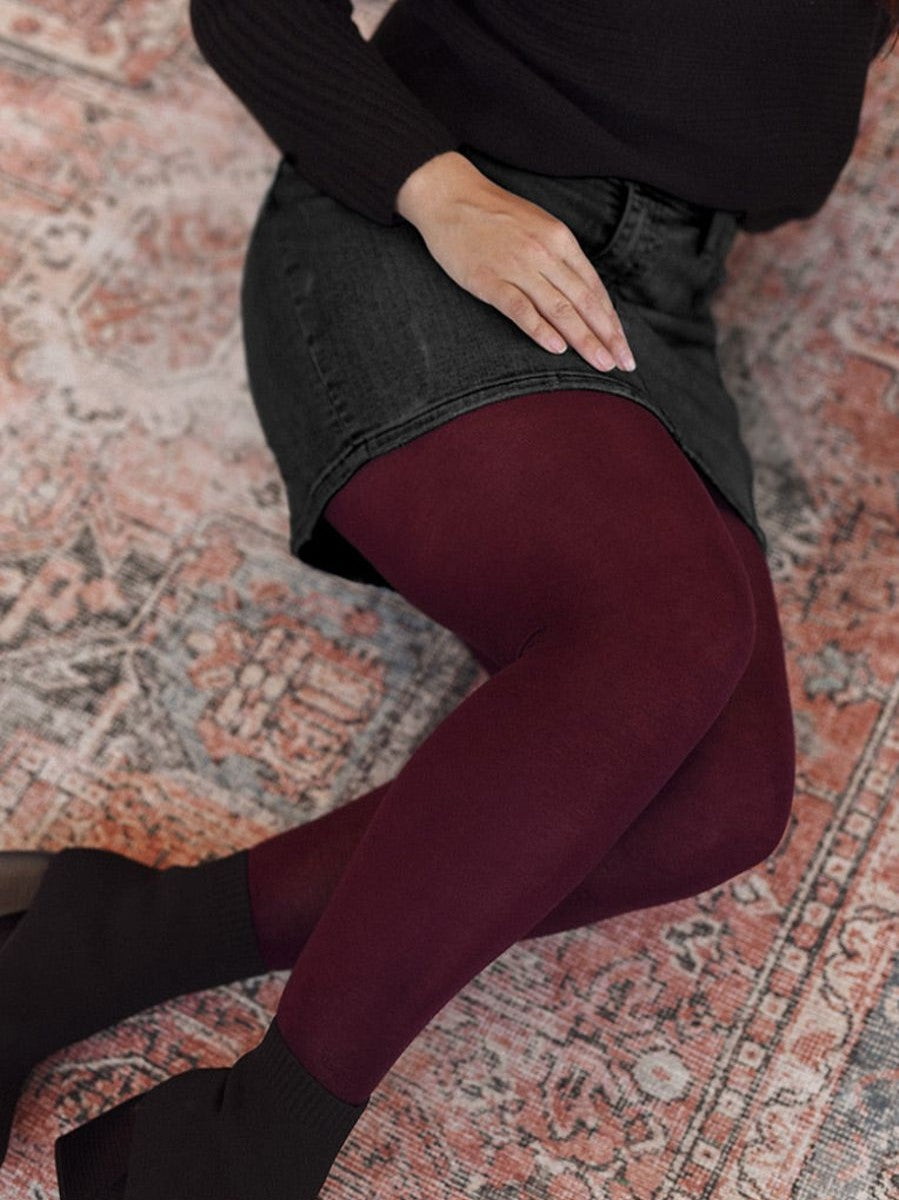Burgundy lyocel 80D warm tights