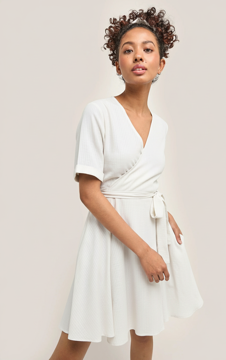 Robe blanche cache coeur - Laura