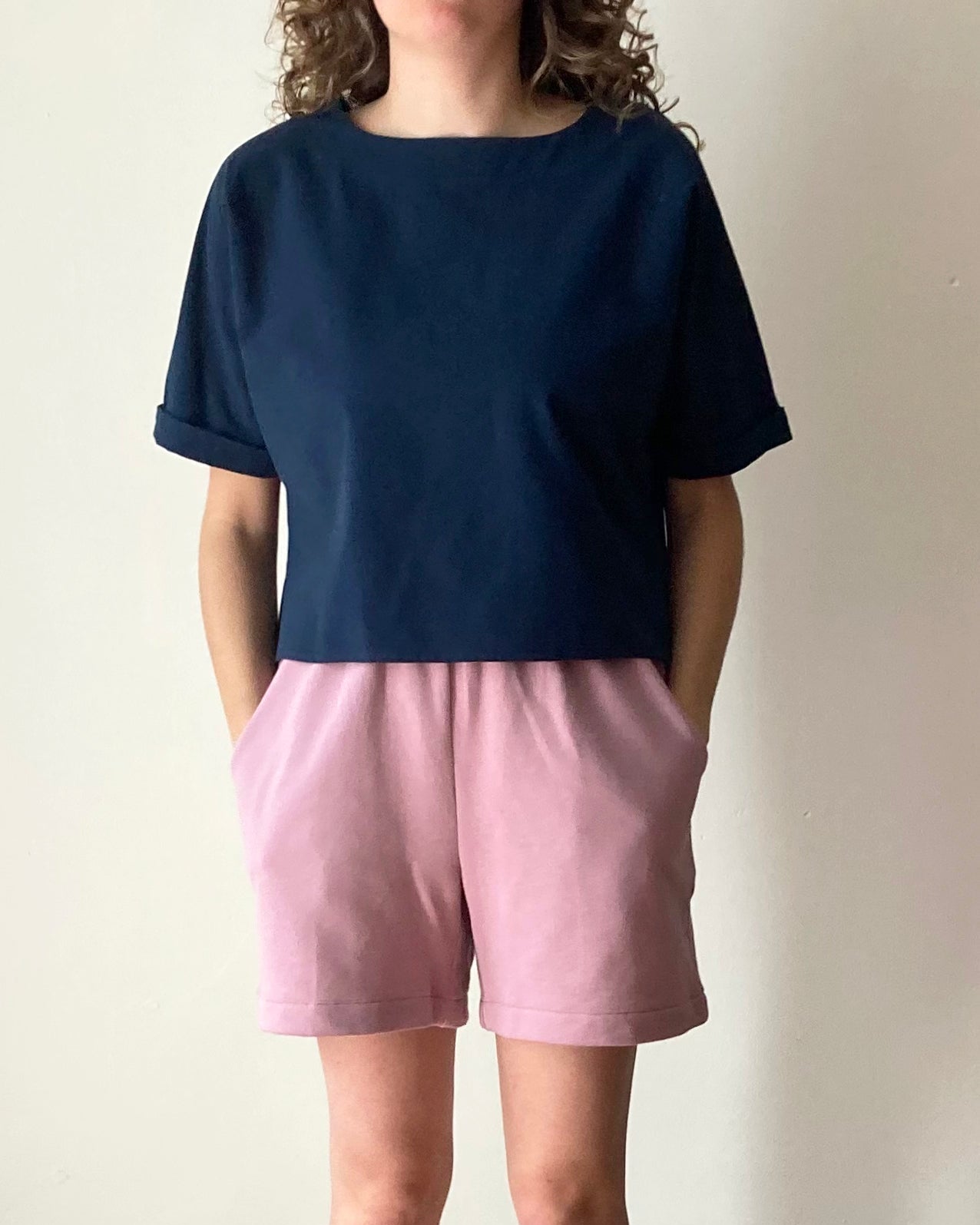 Short de tricot unisexe rose lilas