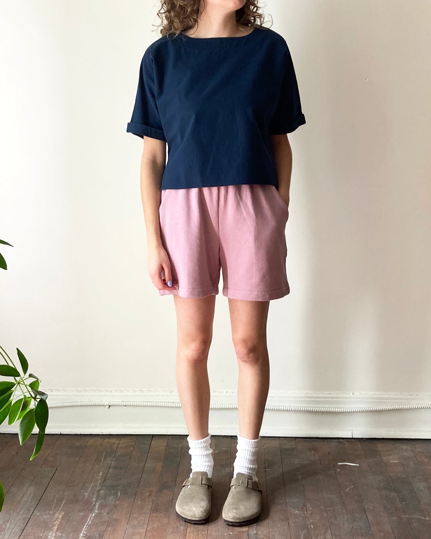 Short de tricot unisexe rose lilas