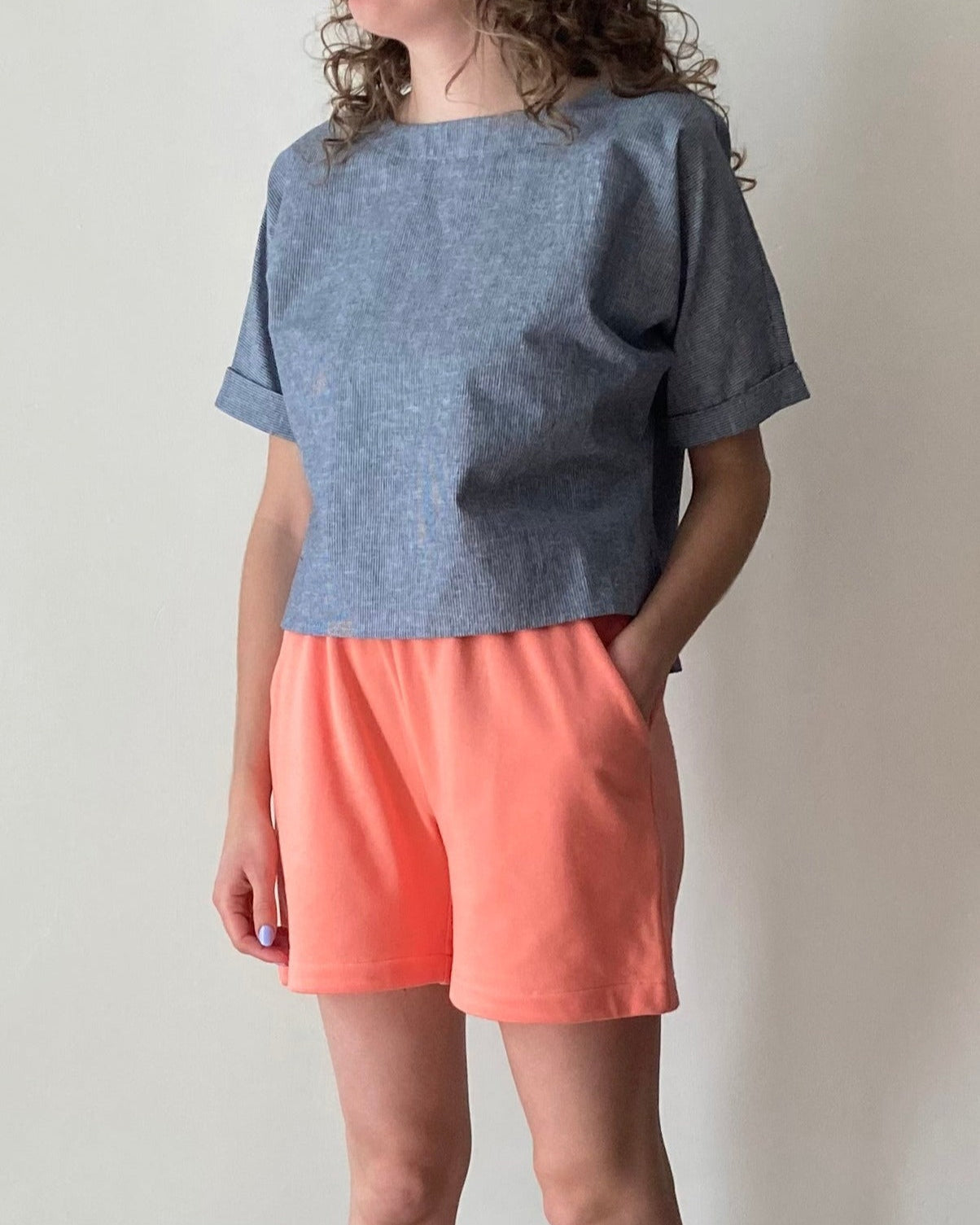 Short de tricot unisexe rose lilas
