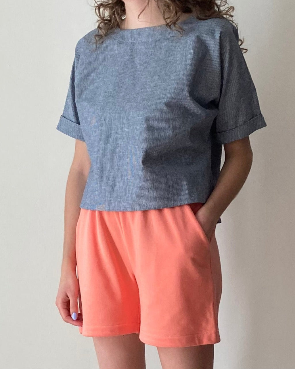 Short de tricot unisexe rose lilas