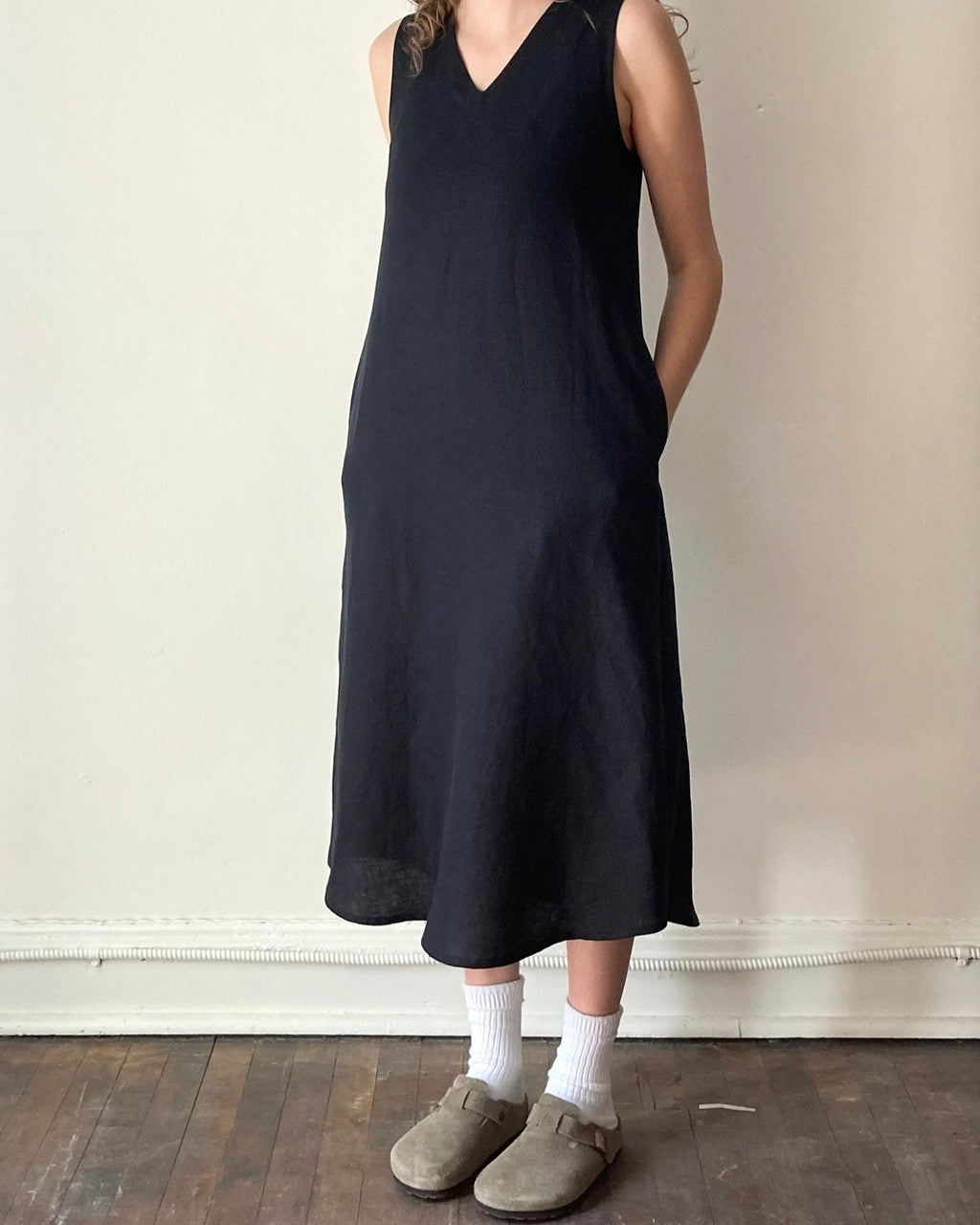 Robe longue de lin kaki