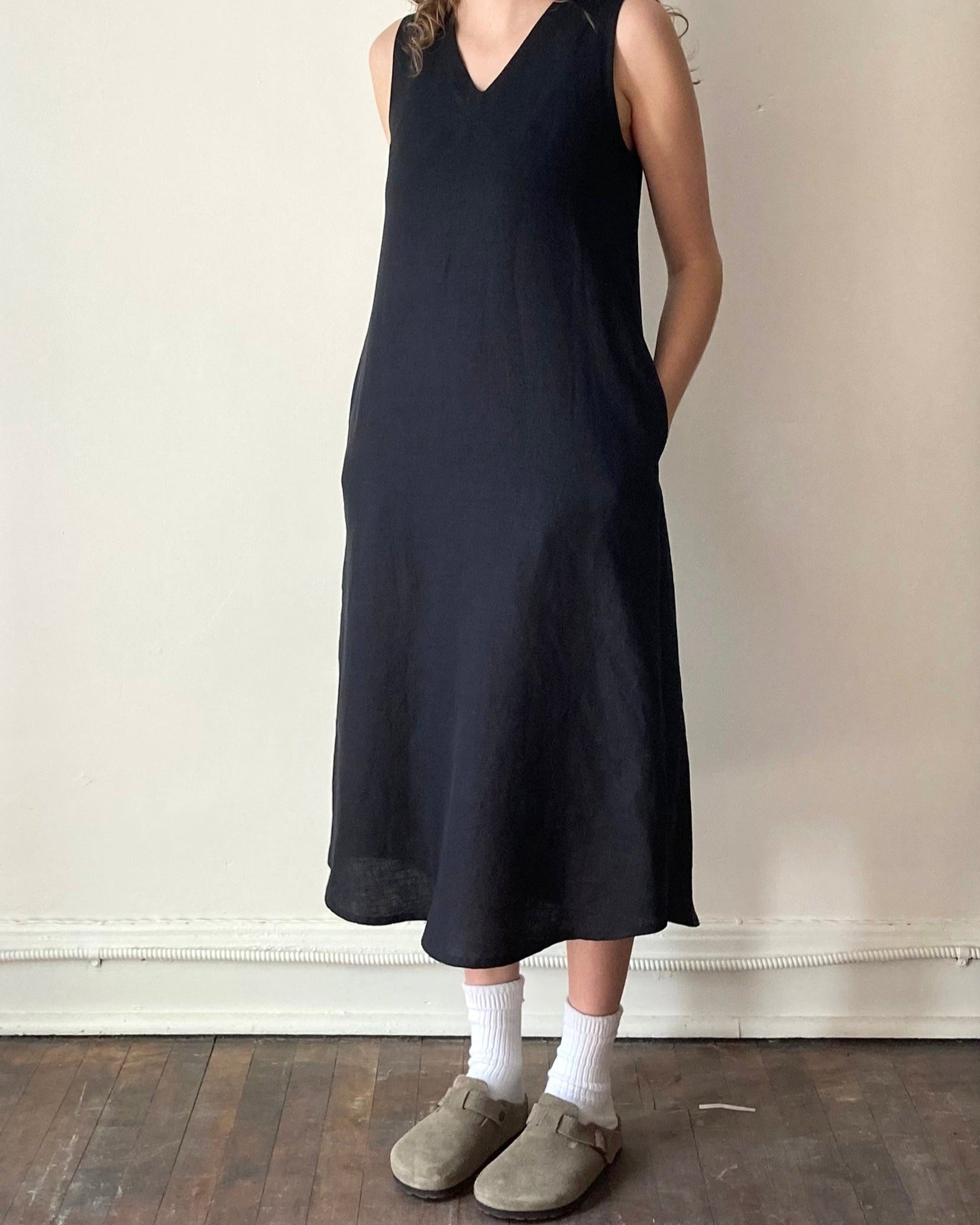 Robe longue de lin kaki