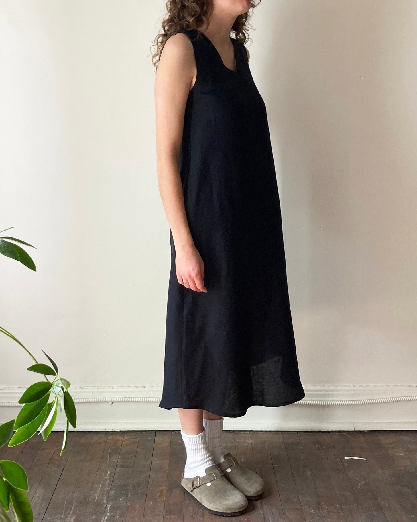Robe longue de lin kaki