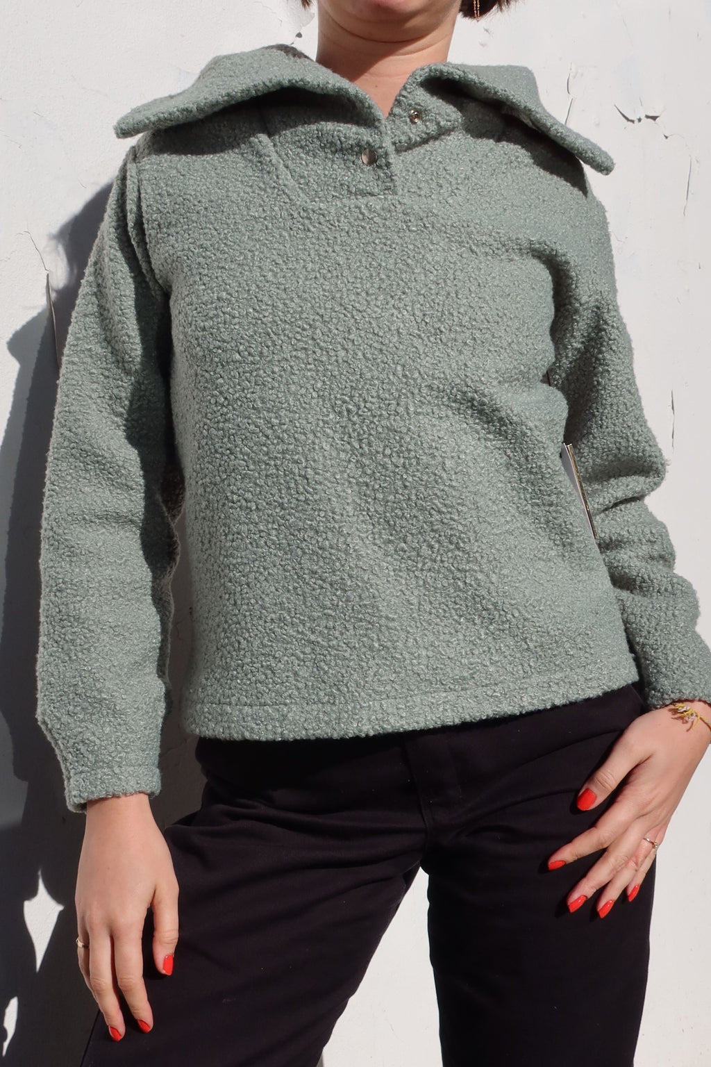 Haut vert à col rabattu - Alfi