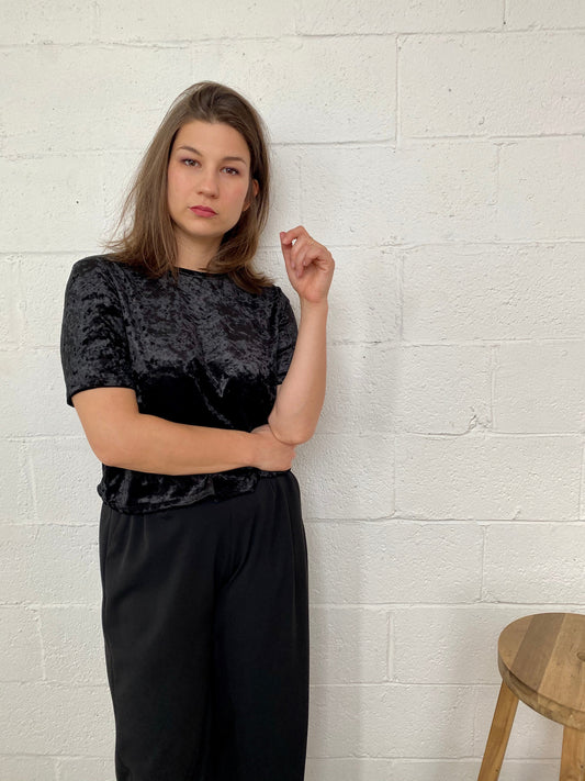Tatianna - t-shirt black crushed velvet