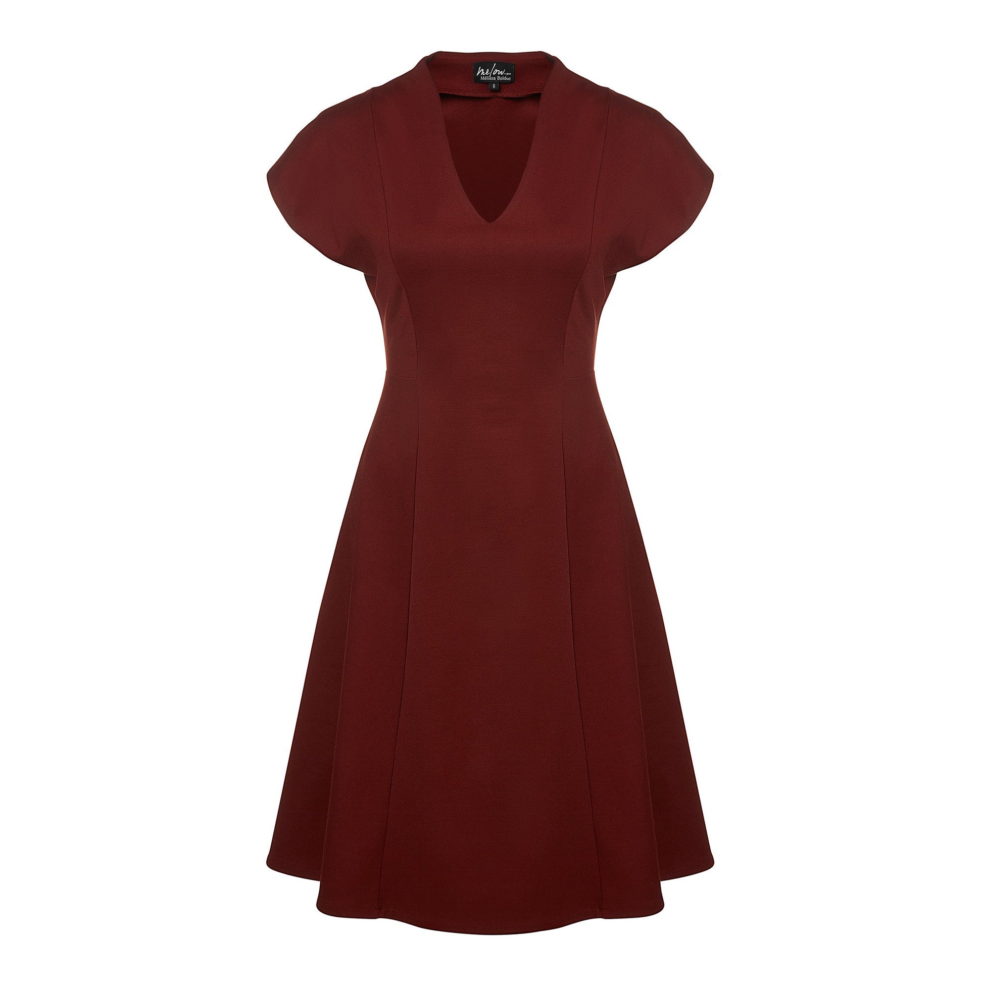 Robe princesse à encolure en "V' marsala