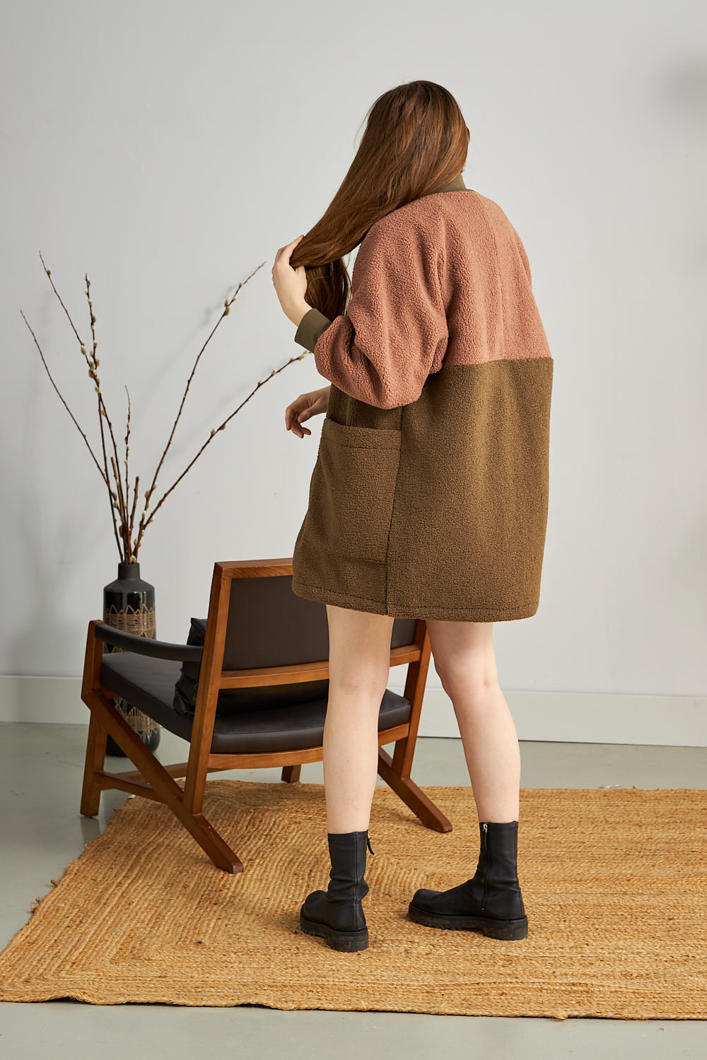Manteau col rond Richmond - evergreen et melon d'eau