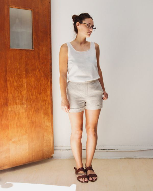 Short de lin noir