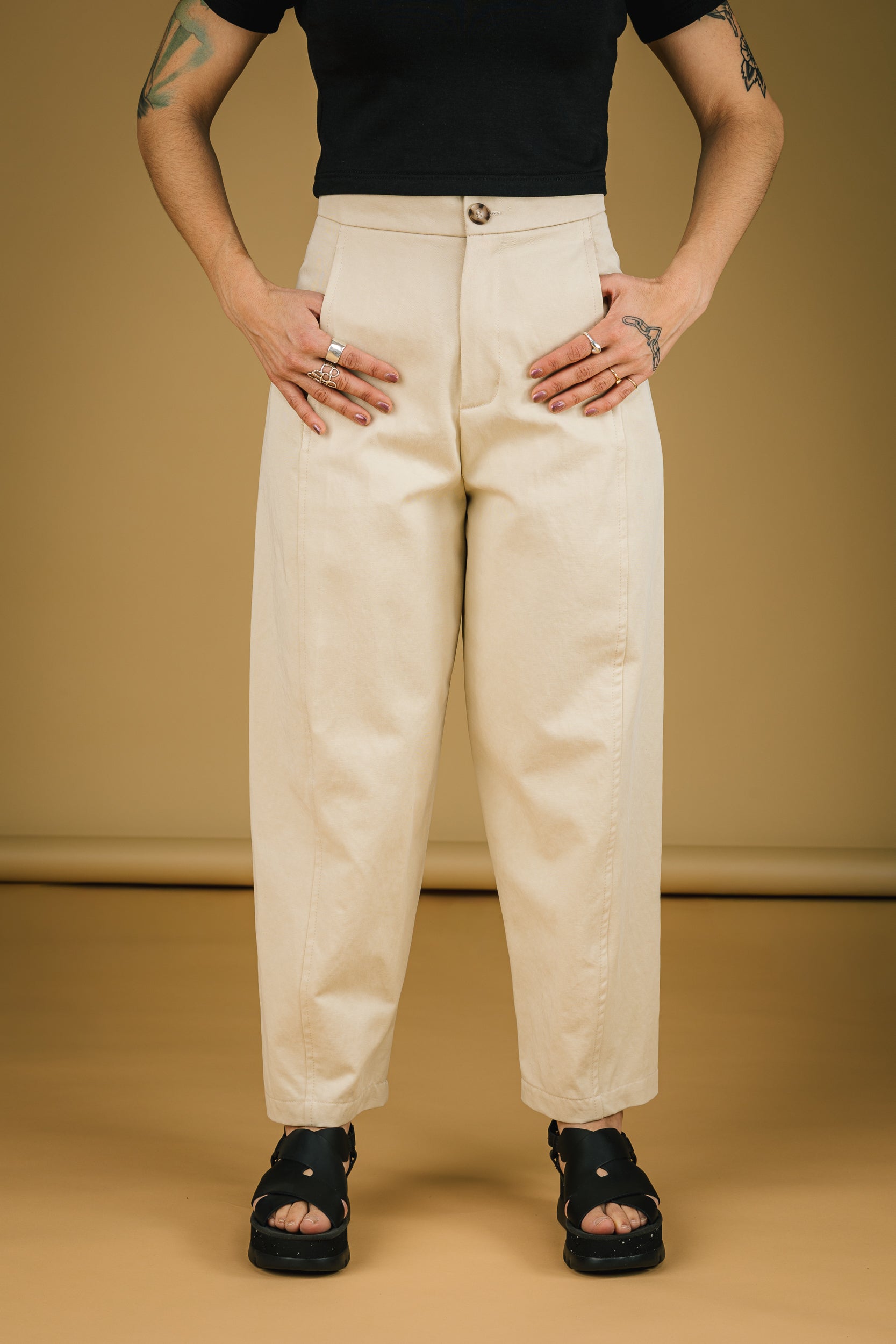 Pantalon Barrel ivoire Mercedes Morin - Vue complete