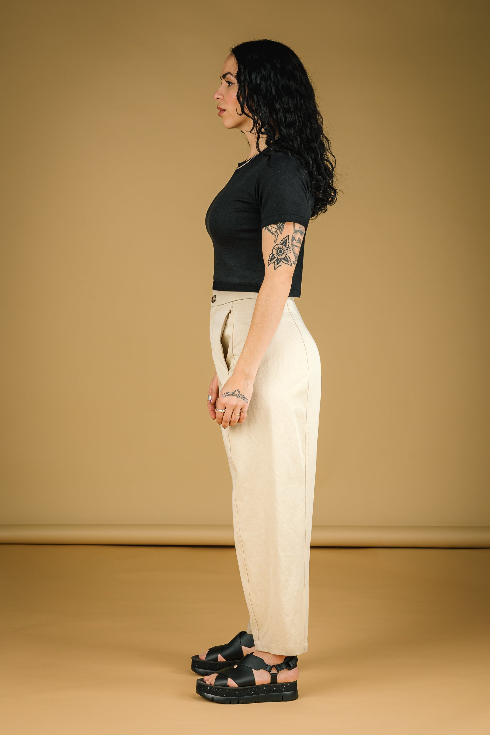 Pantalon Barrel ivoire Mercedes Morin - Vue laterale