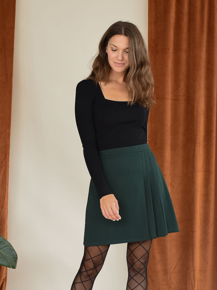 Jupe mini plissée verte