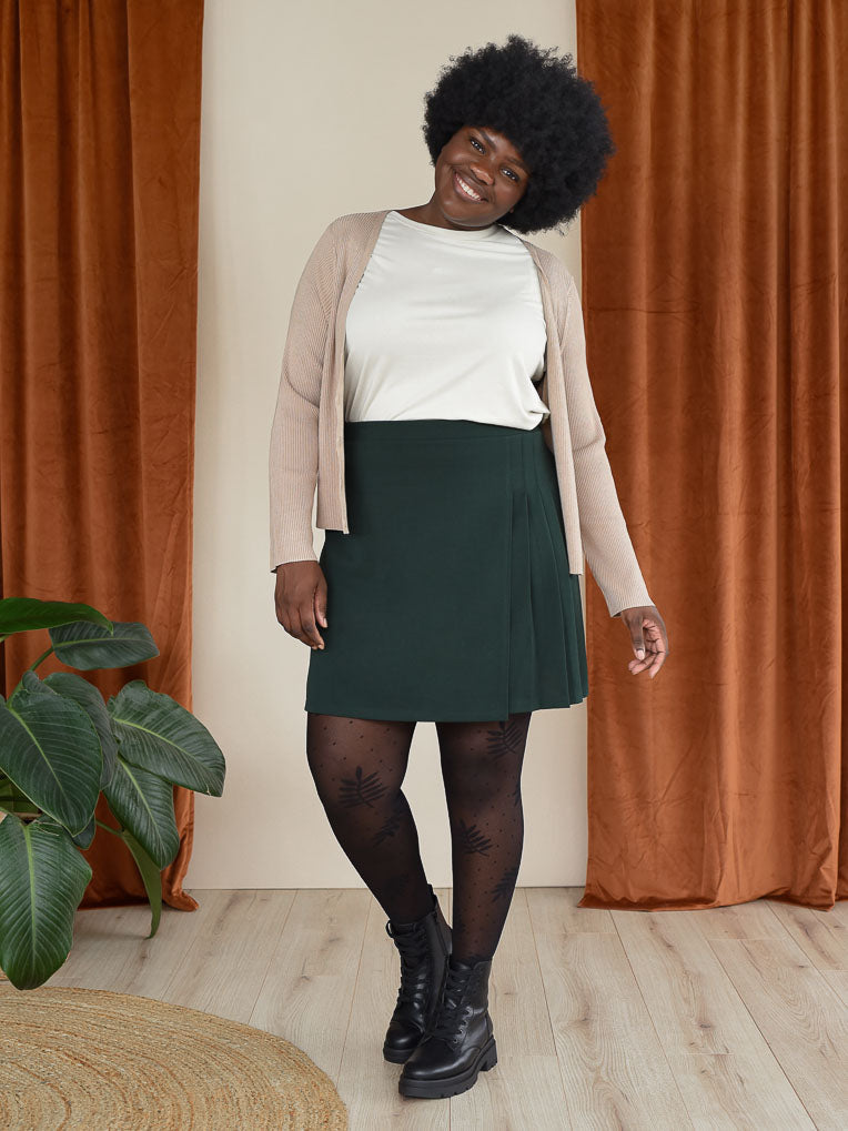 Jupe mini plissée verte