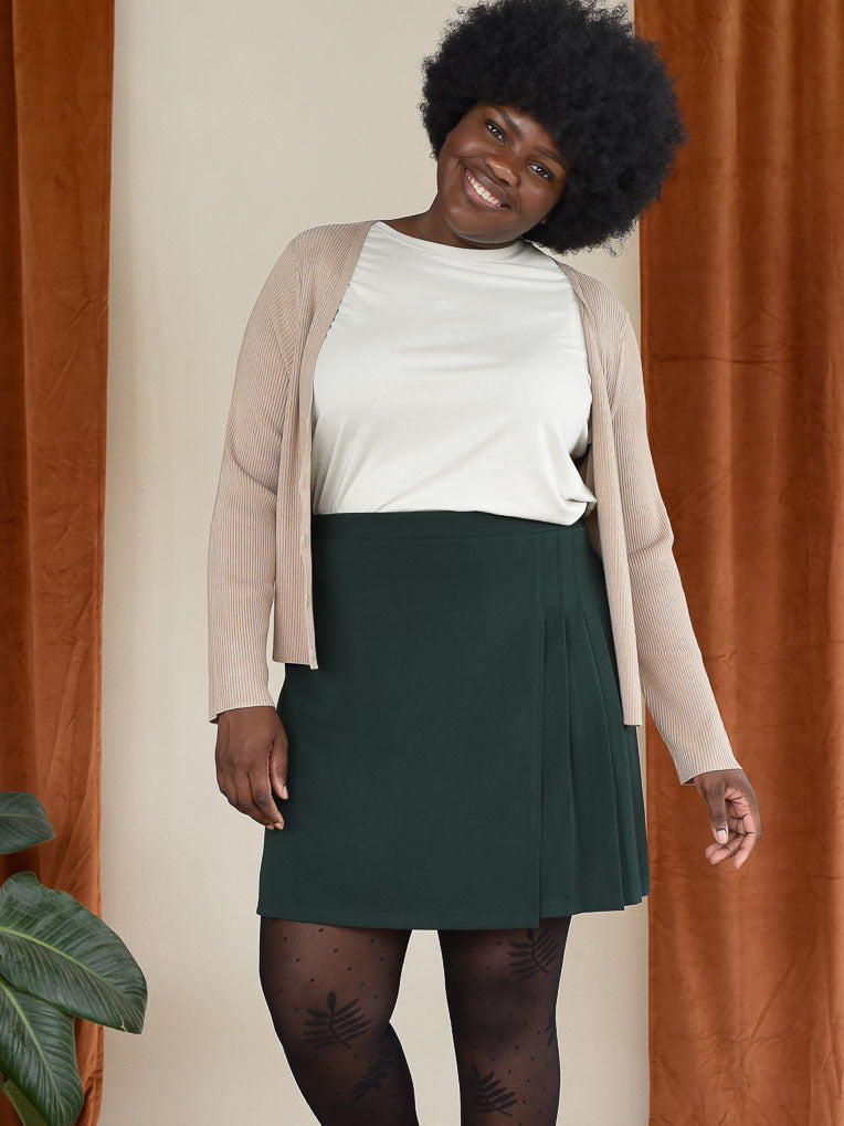 Jupe mini plissée verte