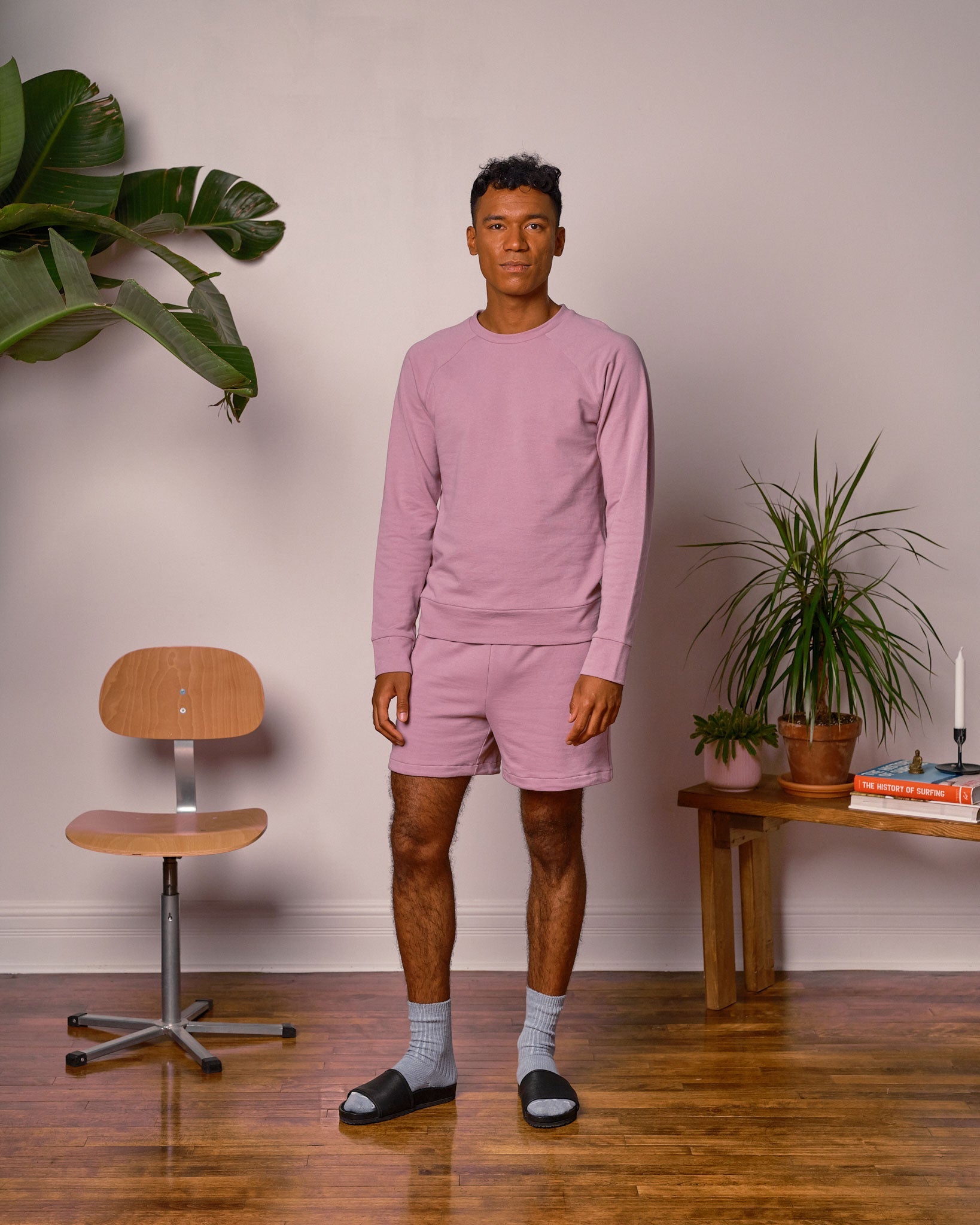 Short de tricot unisexe rose lilas