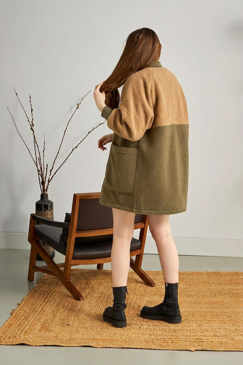 Manteau col rond Richmond - evergreen et avoine