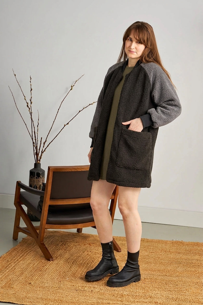 Manteau col rond Richmond - Noir et gris