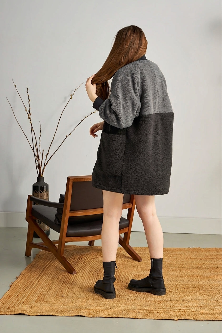 Manteau col rond Richmond - Noir et gris