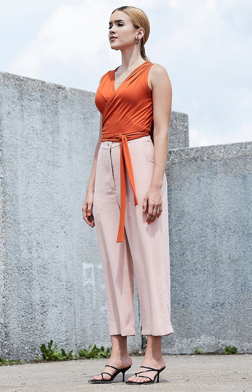 Pantalon Claude en lin - Rose poudré