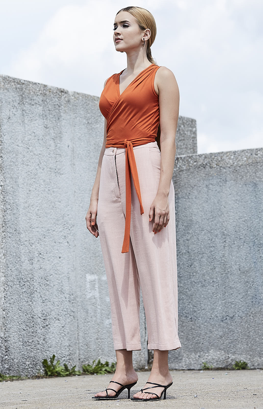 Pantalon Claude en lin - Rose poudré