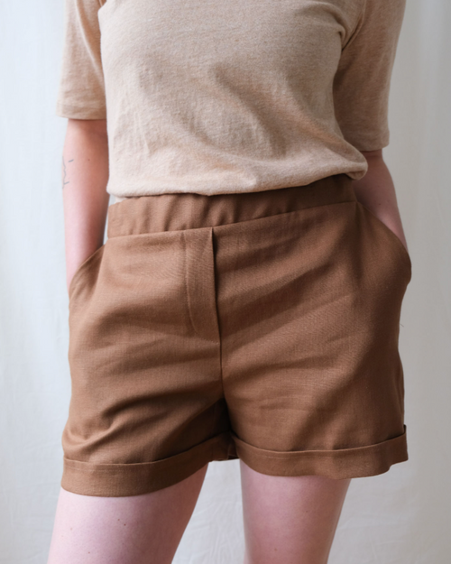 Short de lin bronze