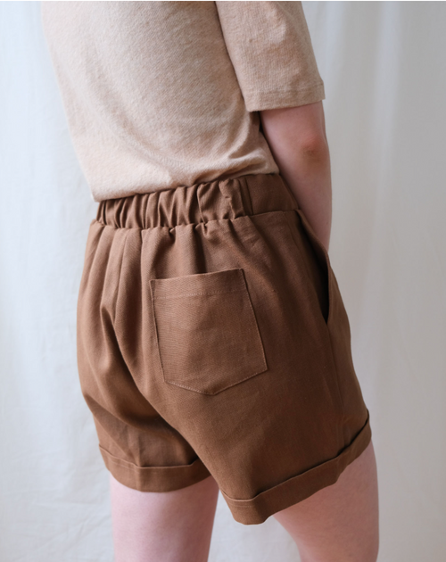 Short de lin bronze