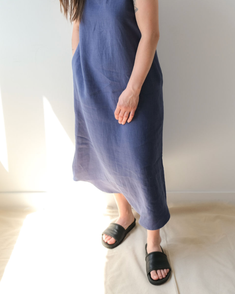 Robe longue de lin kaki