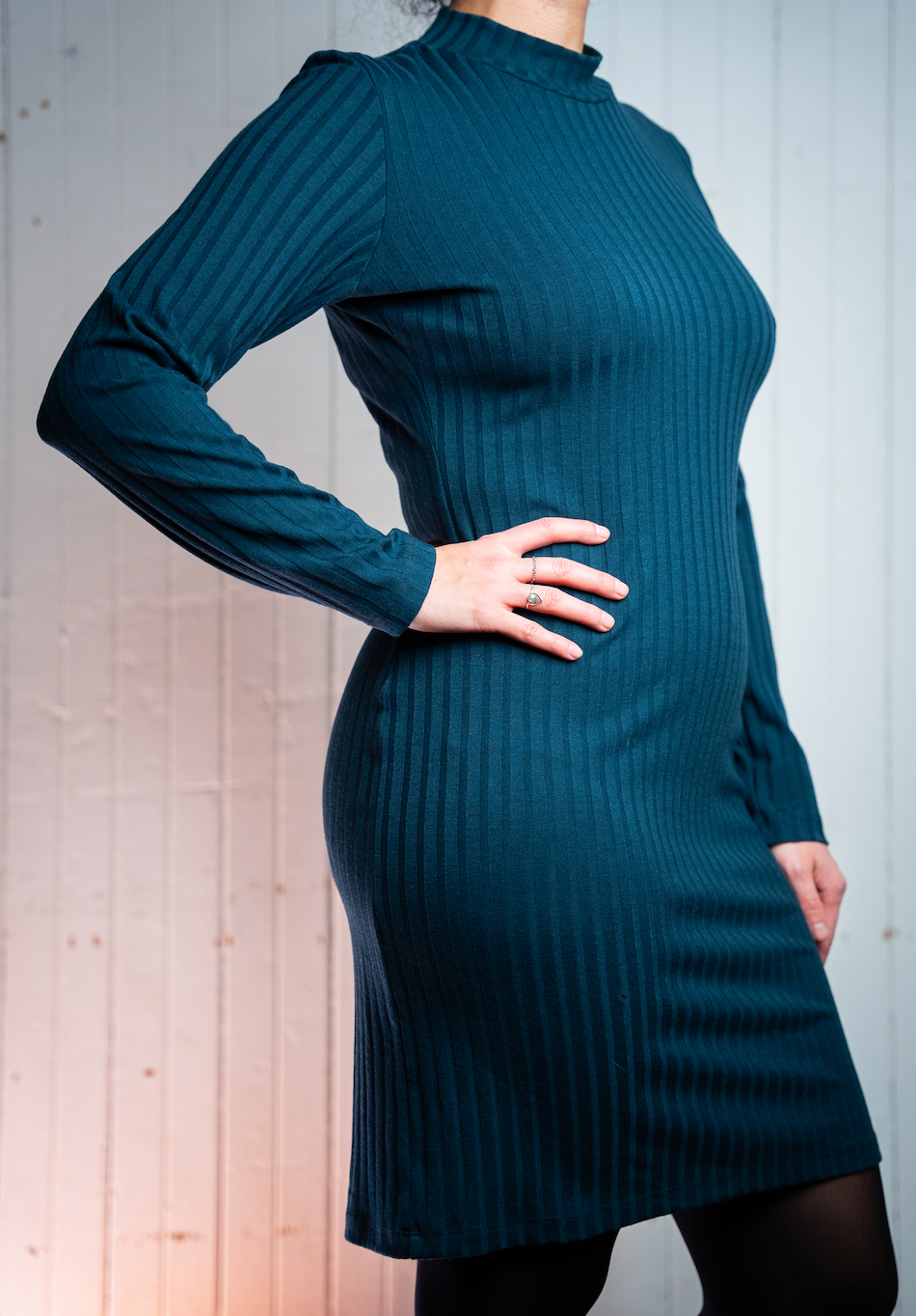 Robe LERA manche longue col montant - Bleu nuit