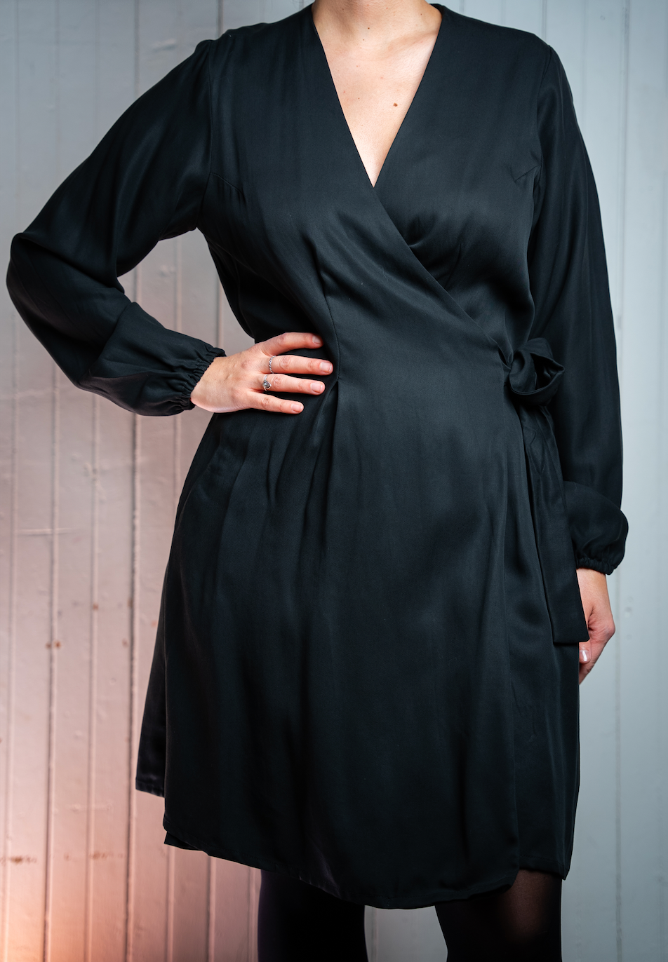 Robe cache-coeur Midi - Noir