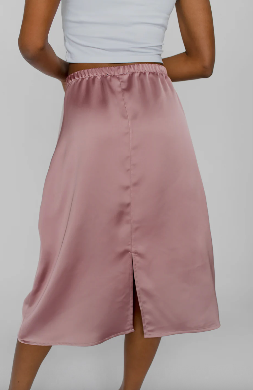 Jupe satin rose lilas