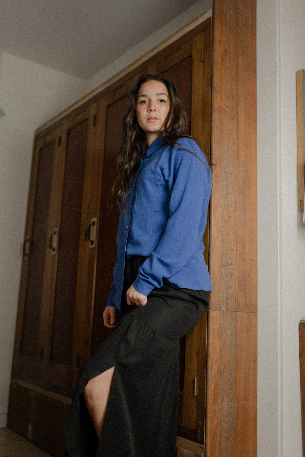 Jupe noire maxi à fente