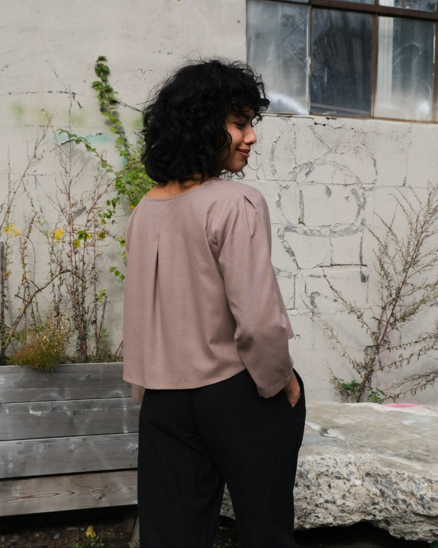 Haut de soie brute rose taupe
