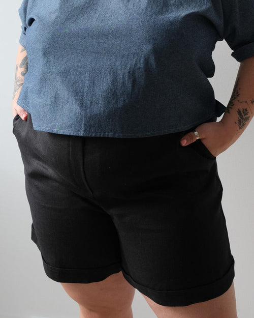 Short de lin noir