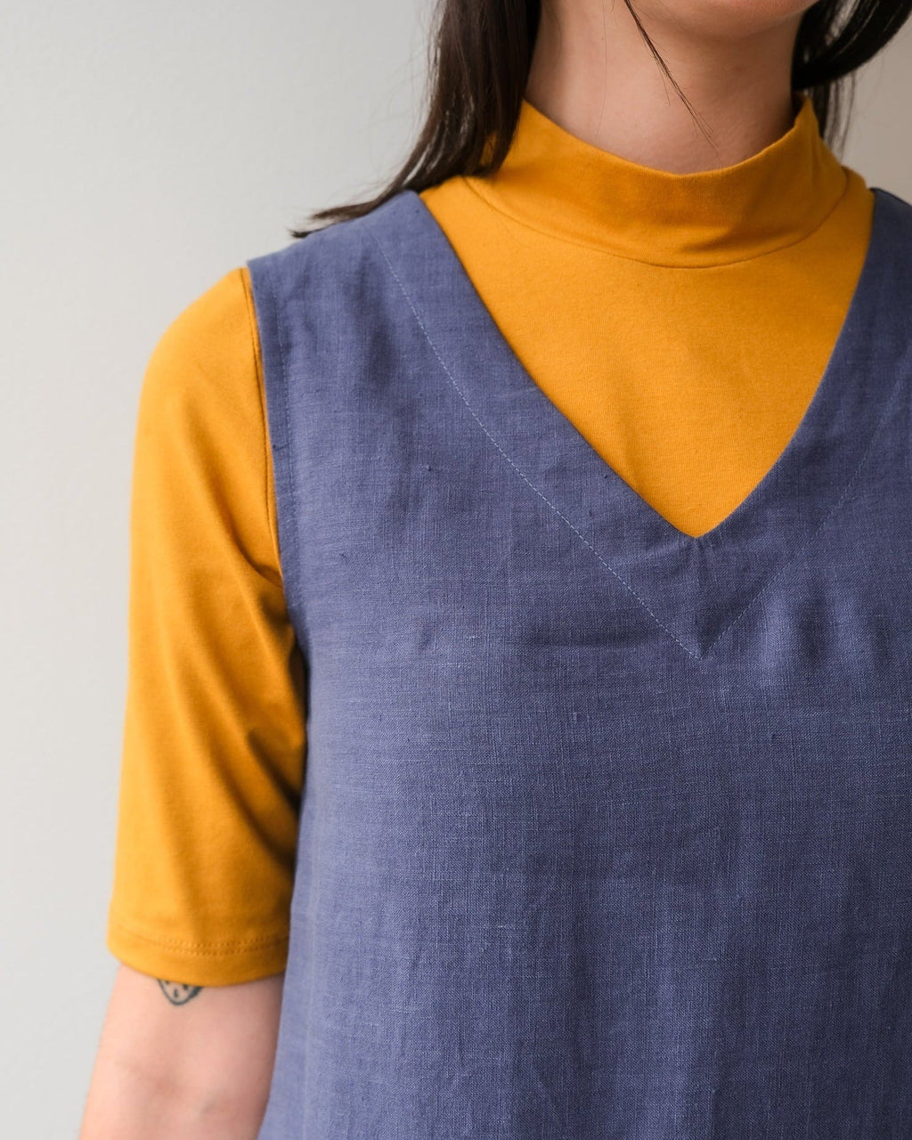 Robe longue de lin kaki