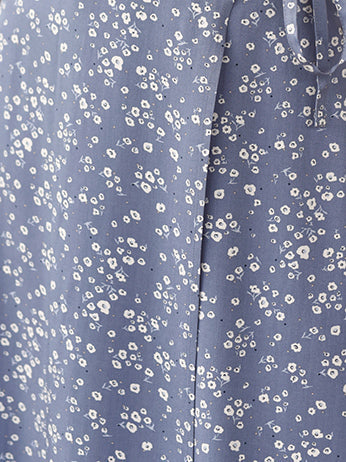 Jupe Midi Enveloppante Fleurie Bleue