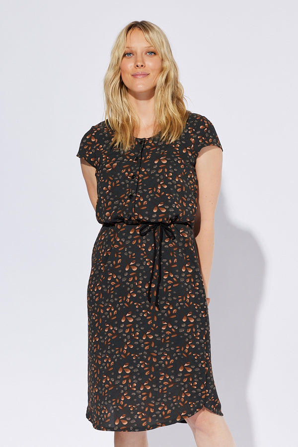 Robe Zoé motif feuilles Teal