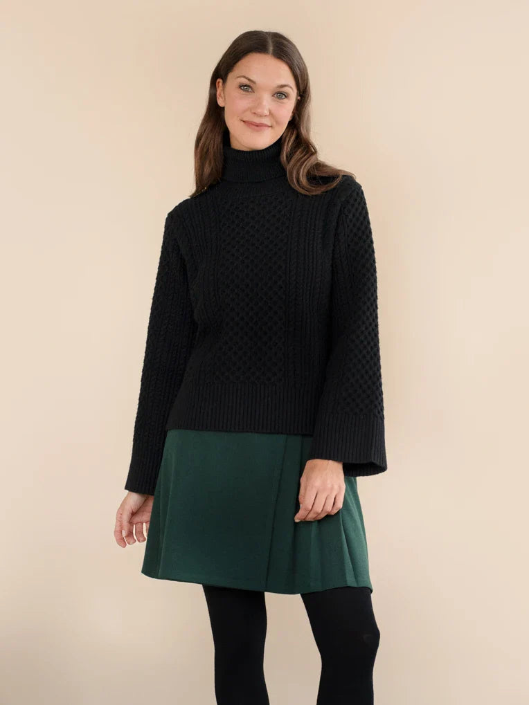 Hilda Black Cable Knit Sweater Top