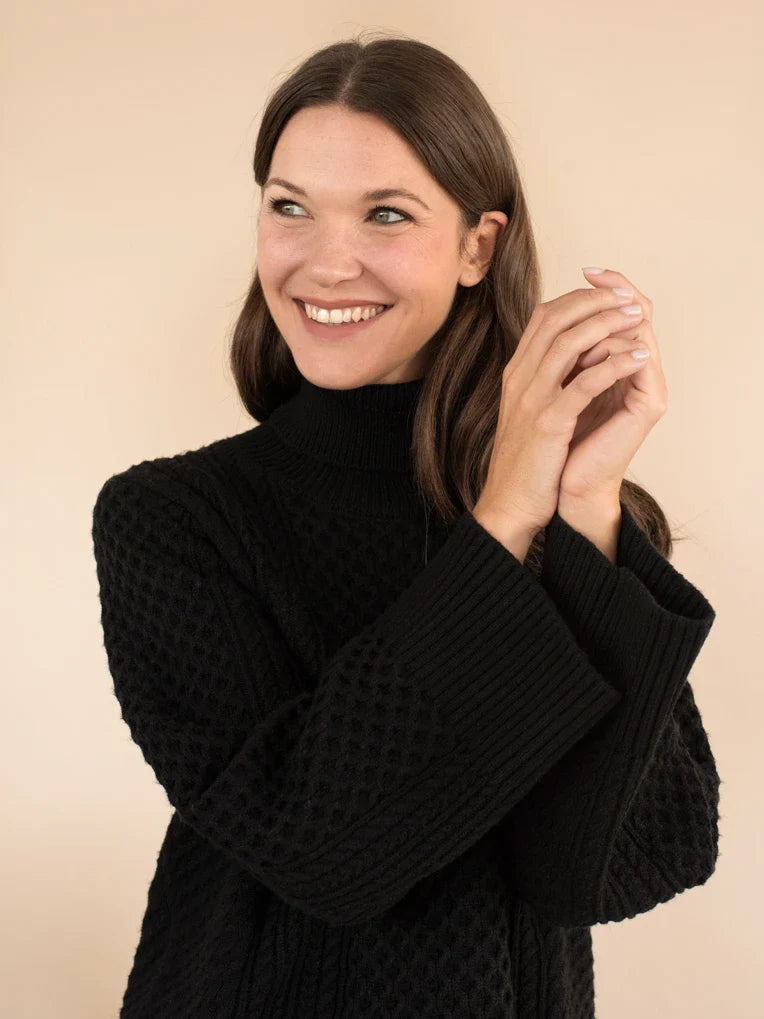 Hilda Black Cable Knit Sweater Top